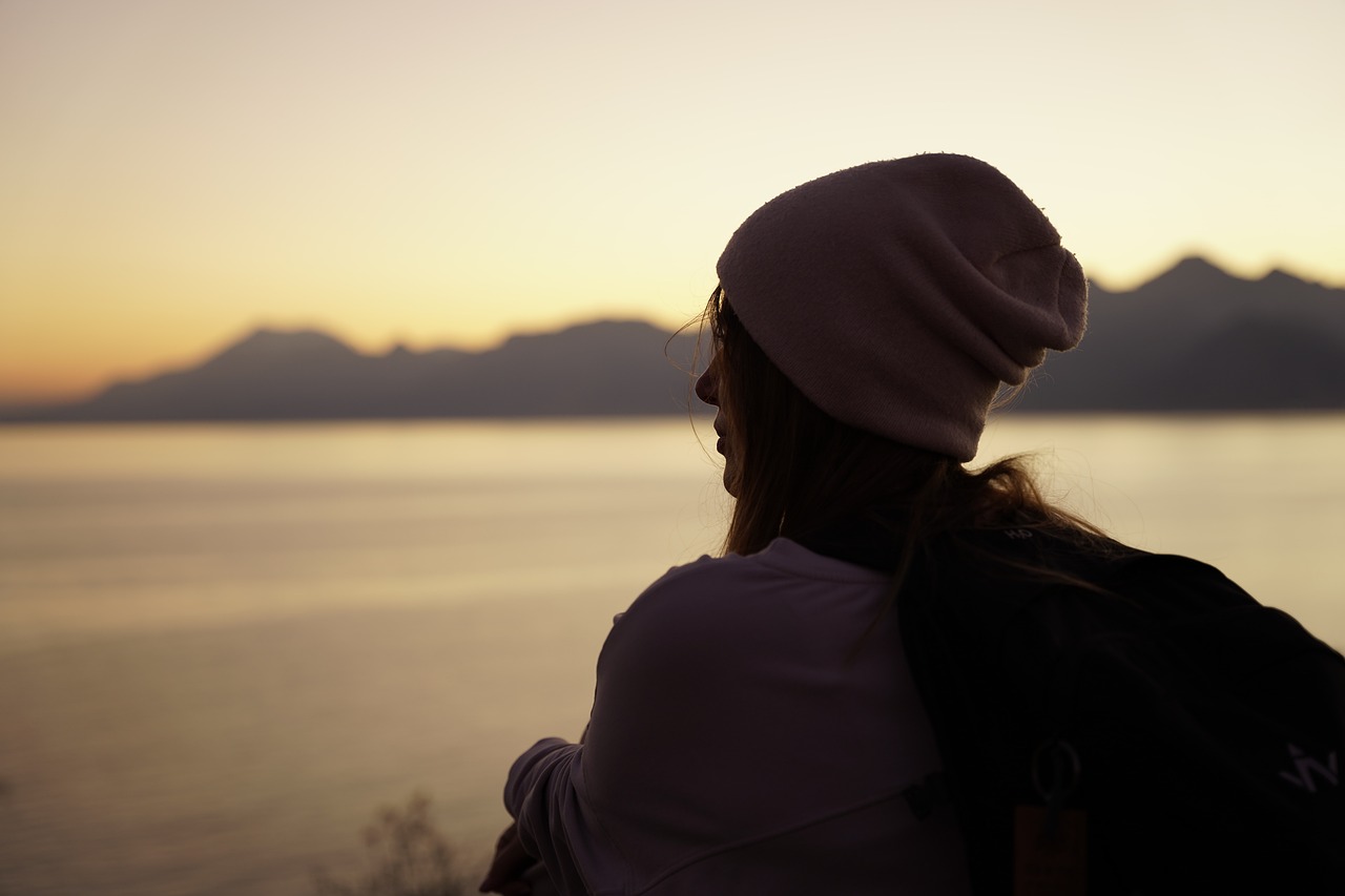 woman, outdoors, sunset