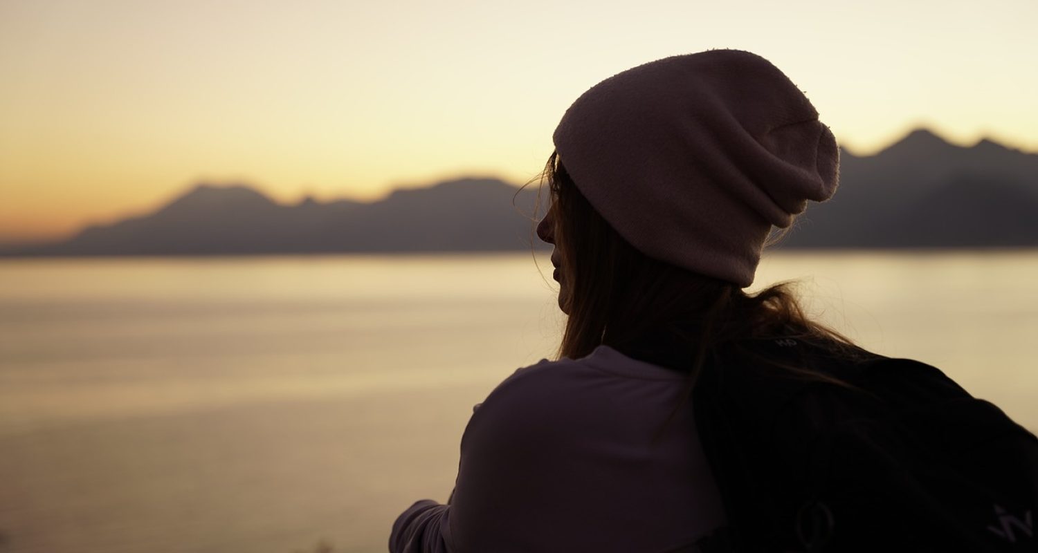 woman, outdoors, sunset